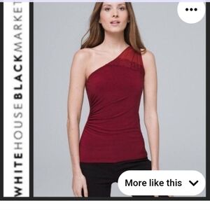 White House Black Market Lace one shoulder blouse burgundy